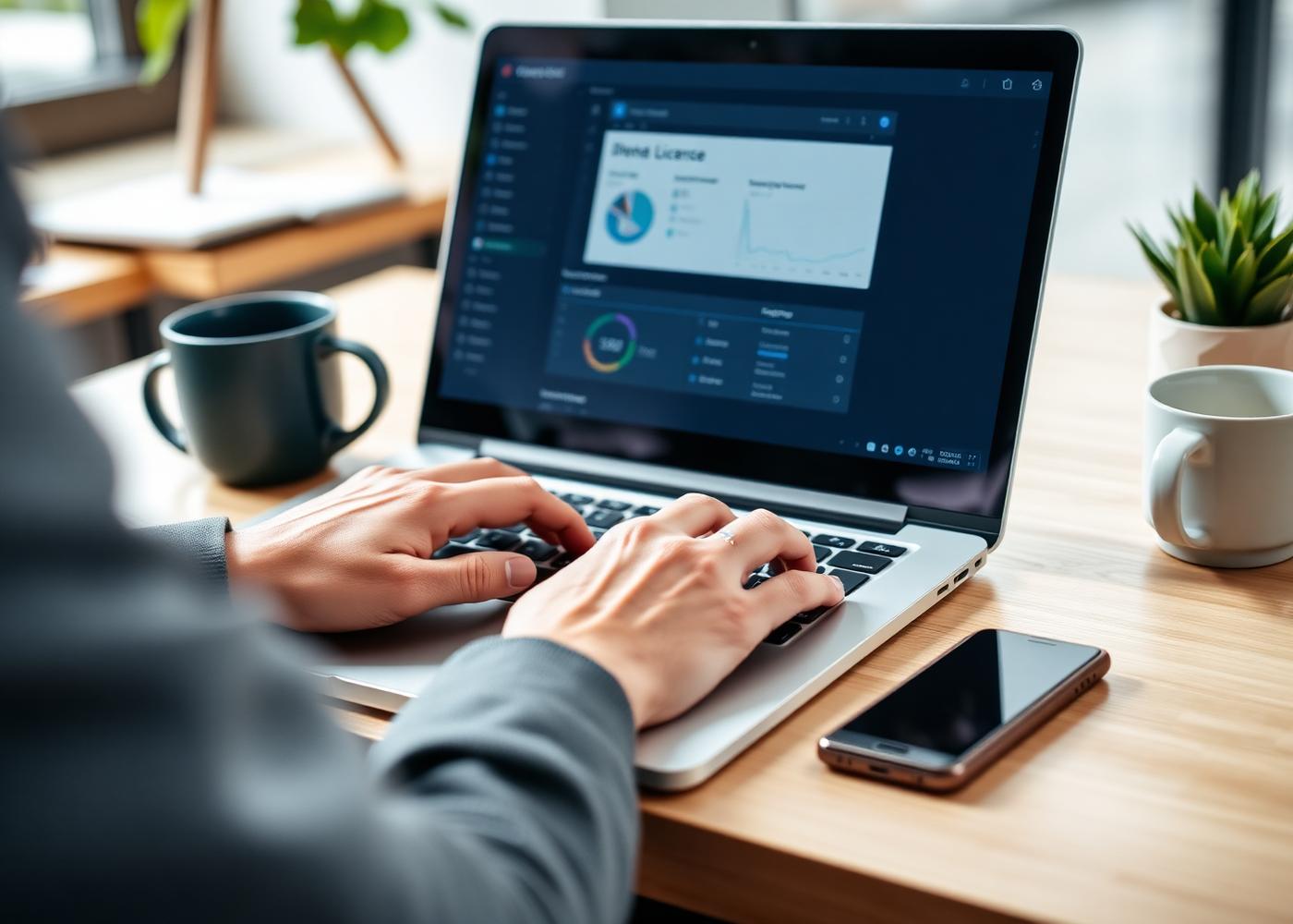 Arbeiten mit Software-Lizenzen am Laptop